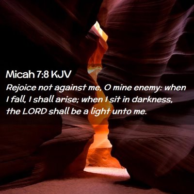 Picture 02 - Micah 7:8 KJV - Rejoice not against me, O mine enemy: when I - Bible Verse Picture