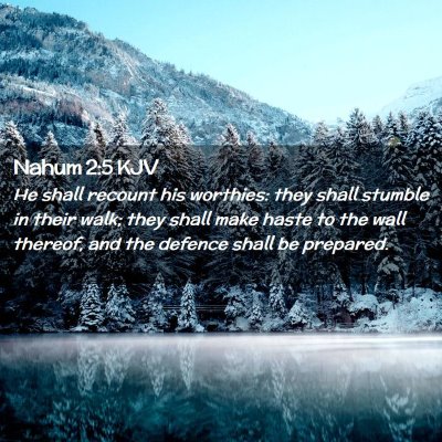 Picture 02 - Nahum 2:5 KJV - He shall recount his worthies: they shall stumble - Bible Verse Picture