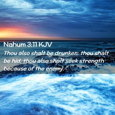 Picture 02 - Nahum 3:11 KJV - Thou also shalt be drunken: thou shalt be hid, - Bible Verse Picture