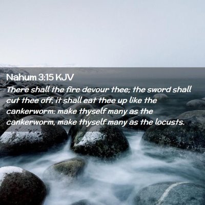Picture 02 - Nahum 3:15 KJV - There shall the fire devour thee; the sword shall - Bible Verse Picture
