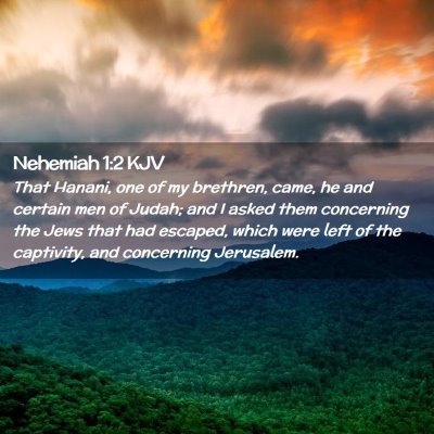 Picture 02 - Nehemiah 1:2 KJV - That Hanani, one of my brethren, came, he and - Bible Verse Picture