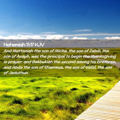 Picture 02 - Nehemiah 11:17 KJV - And Mattaniah the son of Micha, the son of Zabdi, - Bible Verse Picture