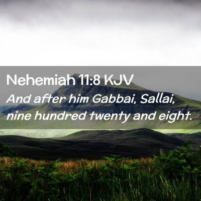 Picture 02 - Nehemiah 11:8 KJV - And after him Gabbai, Sallai, nine hundred twenty - Bible Verse Picture