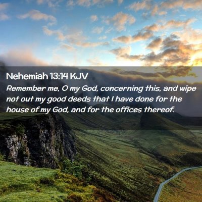Picture 02 - Nehemiah 13:14 KJV - Remember me, O my God, concerning this, and wipe - Bible Verse Picture