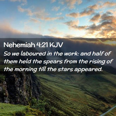 Picture 02 - Nehemiah 4:21 KJV - So we laboured in the work: and half of them held - Bible Verse Picture