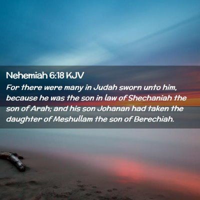 Picture 02 - Nehemiah 6:18 KJV - For there were many in Judah sworn unto him, - Bible Verse Picture