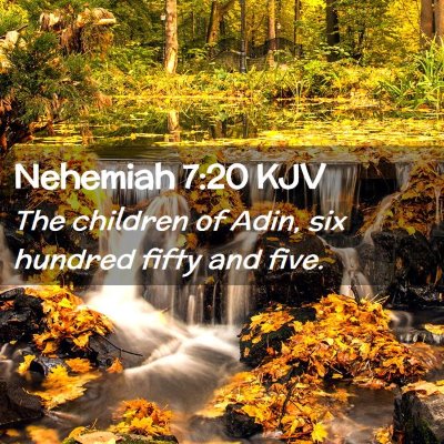 Picture 02 - Nehemiah 7:20 KJV - The children of Adin, six hundred fifty and - Bible Verse Picture