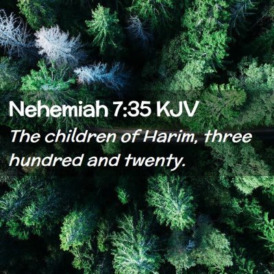 Picture 02 - Nehemiah 7:35 KJV - The children of Harim, three hundred and - Bible Verse Picture