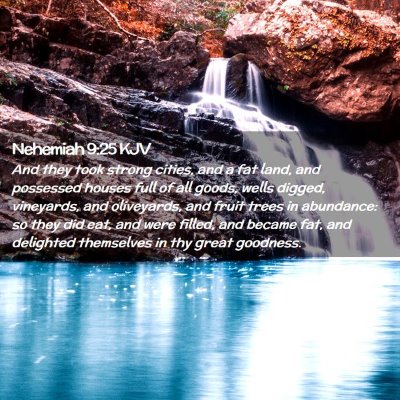 Picture 02 - Nehemiah 9:25 KJV - And they took strong cities, and a fat land, and - Bible Verse Picture