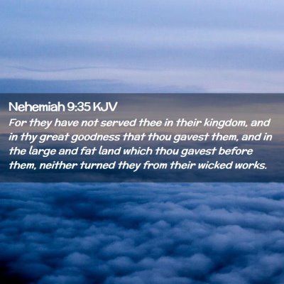 Picture 02 - Nehemiah 9:35 KJV - For they have not served thee in their kingdom, - Bible Verse Picture