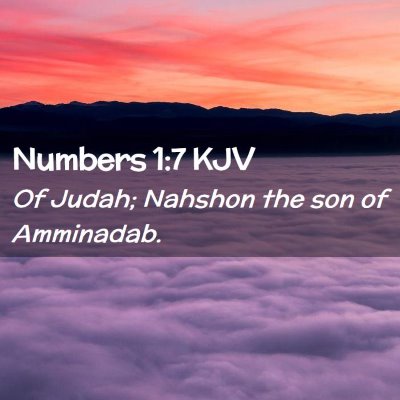 Picture 02 - Numbers 1:7 KJV - Of Judah; Nahshon the son of - Bible Verse Picture