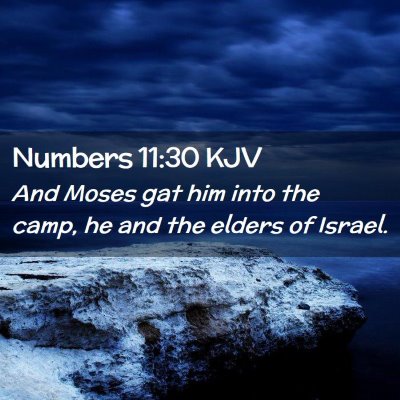 Picture 02 - Numbers 11:30 KJV - And Moses gat him into the camp, he and the - Bible Verse Picture
