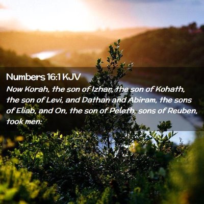 Picture 02 - Numbers 16:1 KJV - Now Korah, the son of Izhar, the son of Kohath, - Bible Verse Picture