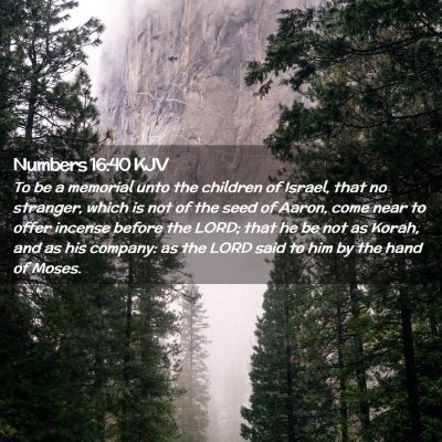 Picture 02 - Numbers 16:40 KJV - To be a memorial unto the children of Israel, - Bible Verse Picture