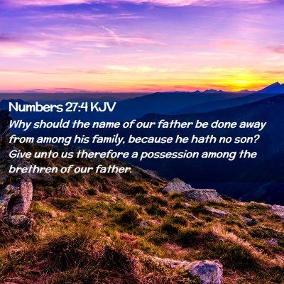 Picture 02 - Numbers 27:4 KJV - Why should the name of our father be done away - Bible Verse Picture