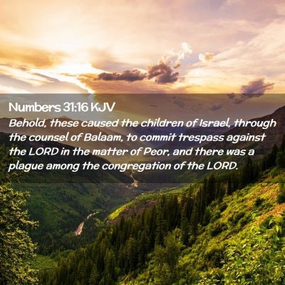 Picture 02 - Numbers 31:16 KJV - Behold, these caused the children of Israel, - Bible Verse Picture