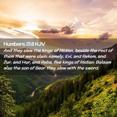 Picture 02 - Numbers 31:8 KJV - And they slew the kings of Midian, beside the - Bible Verse Picture
