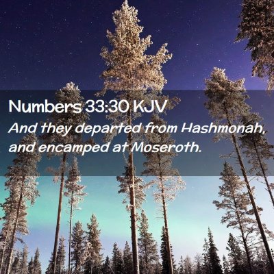 Picture 02 - Numbers 33:30 KJV - And they departed from Hashmonah, and encamped at - Bible Verse Picture