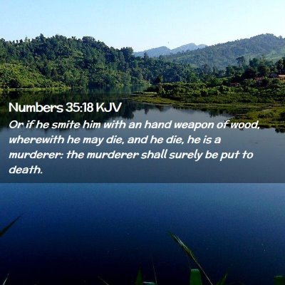 Picture 02 - Numbers 35:18 KJV - Or if he smite him with an hand weapon of wood, - Bible Verse Picture