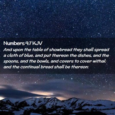 Picture 02 - Numbers 4:7 KJV - And upon the table of showbread they shall spread - Bible Verse Picture
