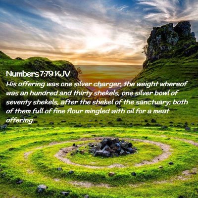 Picture 02 - Numbers 7:79 KJV - His offering was one silver charger, the weight - Bible Verse Picture