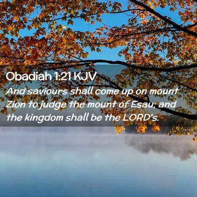 Picture 02 - Obadiah 1:21 KJV - And saviours shall come up on mount Zion to judge - Bible Verse Picture