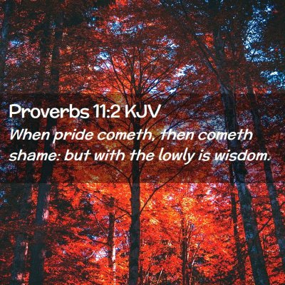 Picture 02 - Proverbs 11:2 KJV - When pride cometh, then cometh shame: but with - Bible Verse Picture