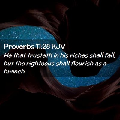 Picture 02 - Proverbs 11:28 KJV - He that trusteth in his riches shall fall; but - Bible Verse Picture