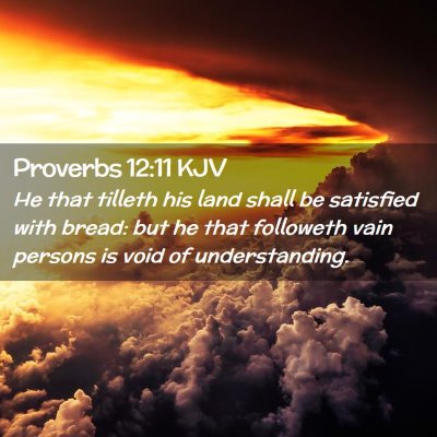 Picture 02 - Proverbs 12:11 KJV - He that tilleth his land shall be satisfied with - Bible Verse Picture
