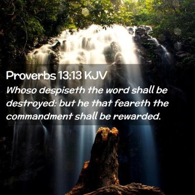 Picture 02 - Proverbs 13:13 KJV - Whoso despiseth the word shall be destroyed: but - Bible Verse Picture