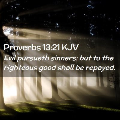 Picture 02 - Proverbs 13:21 KJV - Evil pursueth sinners: but to the righteous good - Bible Verse Picture