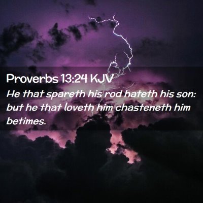 Picture 02 - Proverbs 13:24 KJV - He that spareth his rod hateth his son: but he - Bible Verse Picture