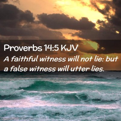 Picture 02 - Proverbs 14:5 KJV - A faithful witness will not lie: but a false - Bible Verse Picture