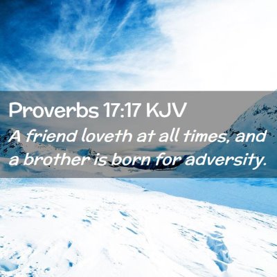 Picture 02 - Proverbs 17:17 KJV - A friend loveth at all times, and a brother is - Bible Verse Picture