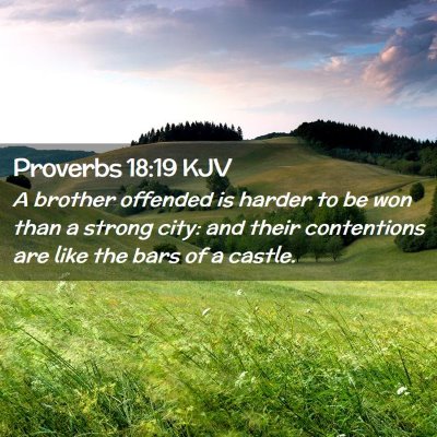 Picture 02 - Proverbs 18:19 KJV - A brother offended is harder to be won than a - Bible Verse Picture