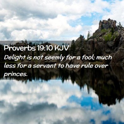 Picture 02 - Proverbs 19:10 KJV - Delight is not seemly for a fool; much less for a - Bible Verse Picture