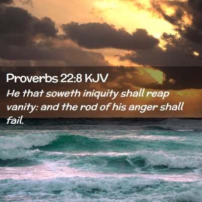Picture 02 - Proverbs 22:8 KJV - He that soweth iniquity shall reap vanity: and - Bible Verse Picture