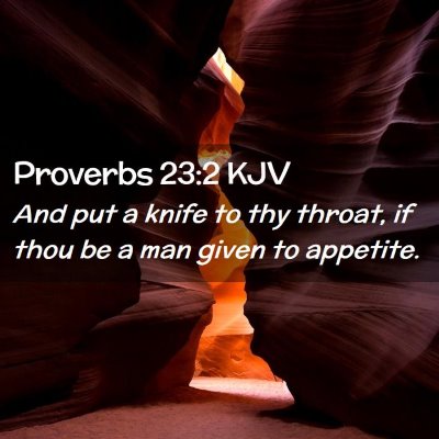 Picture 02 - Proverbs 23:2 KJV - And put a knife to thy throat, if thou be a man - Bible Verse Picture