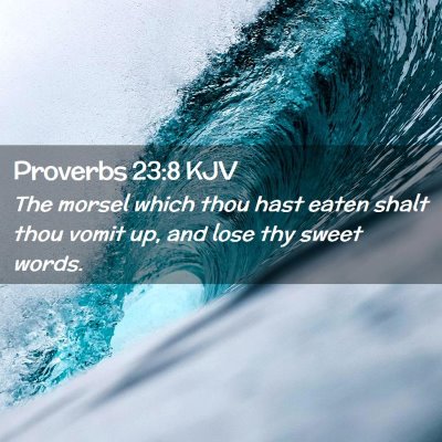 Picture 02 - Proverbs 23:8 KJV - The morsel which thou hast eaten shalt thou vomit - Bible Verse Picture