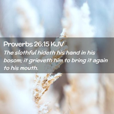 Picture 02 - Proverbs 26:15 KJV - The slothful hideth his hand in his bosom; it - Bible Verse Picture