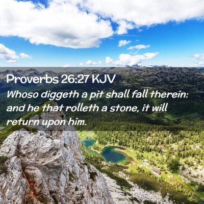 Picture 02 - Proverbs 26:27 KJV - Whoso diggeth a pit shall fall therein: and he - Bible Verse Picture