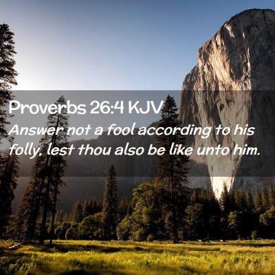 Picture 02 - Proverbs 26:4 KJV - Answer not a fool according to his folly, lest - Bible Verse Picture