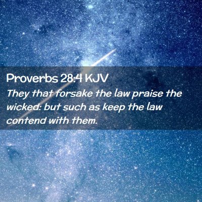 Picture 02 - Proverbs 28:4 KJV - They that forsake the law praise the wicked: but - Bible Verse Picture
