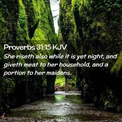 Picture 02 - Proverbs 31:15 KJV - She riseth also while it is yet night, and giveth - Bible Verse Picture