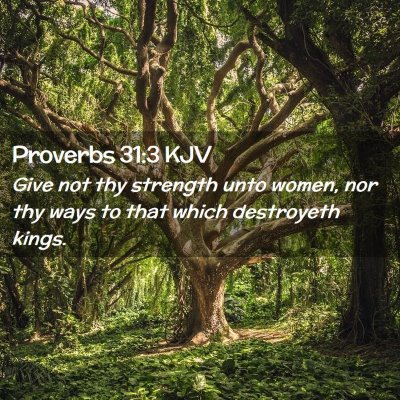 Picture 02 - Proverbs 31:3 KJV - Give not thy strength unto women, nor thy ways to - Bible Verse Picture