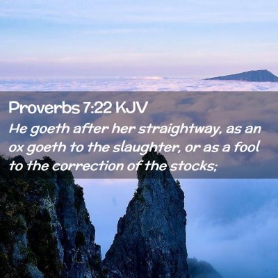 Picture 02 - Proverbs 7:22 KJV - He goeth after her straightway, as an ox goeth to - Bible Verse Picture