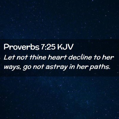 Picture 02 - Proverbs 7:25 KJV - Let not thine heart decline to her ways, go not - Bible Verse Picture