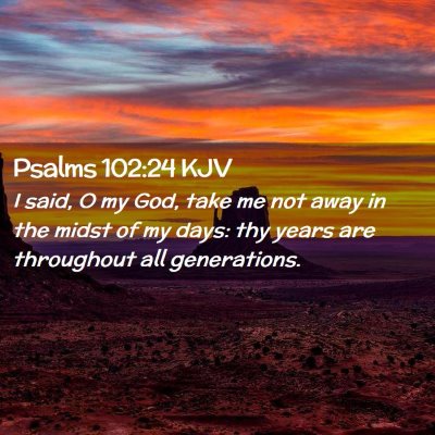 Picture 02 - Psalms 102:24 KJV - I said, O my God, take me not away in the midst - Bible Verse Picture