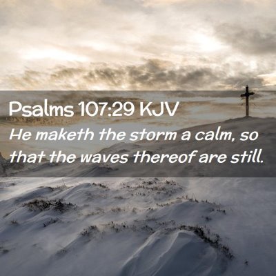 Picture 02 - Psalms 107:29 KJV - He maketh the storm a calm, so that the waves - Bible Verse Picture