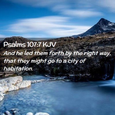 Picture 02 - Psalms 107:7 KJV - And he led them forth by the right way, that they - Bible Verse Picture